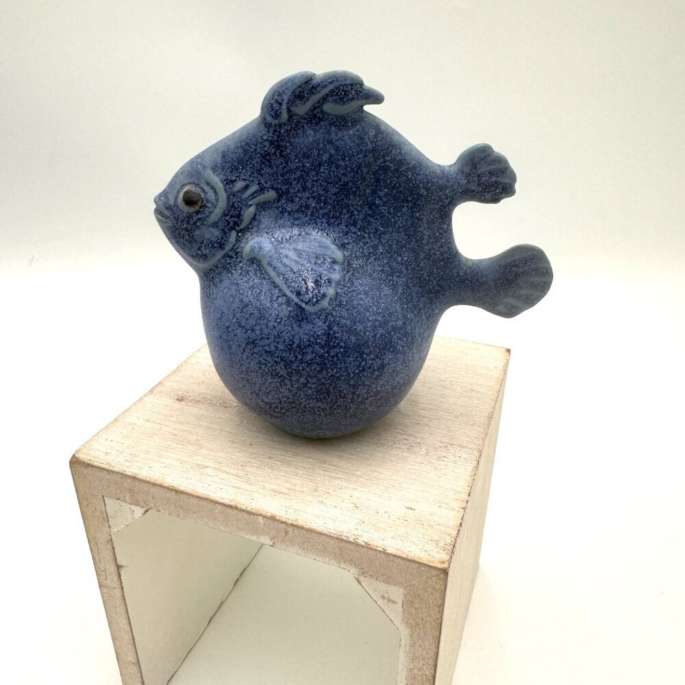 Gösta Grähs’ Clotis Animals for Rörstrand Blue Fish Figurine Read